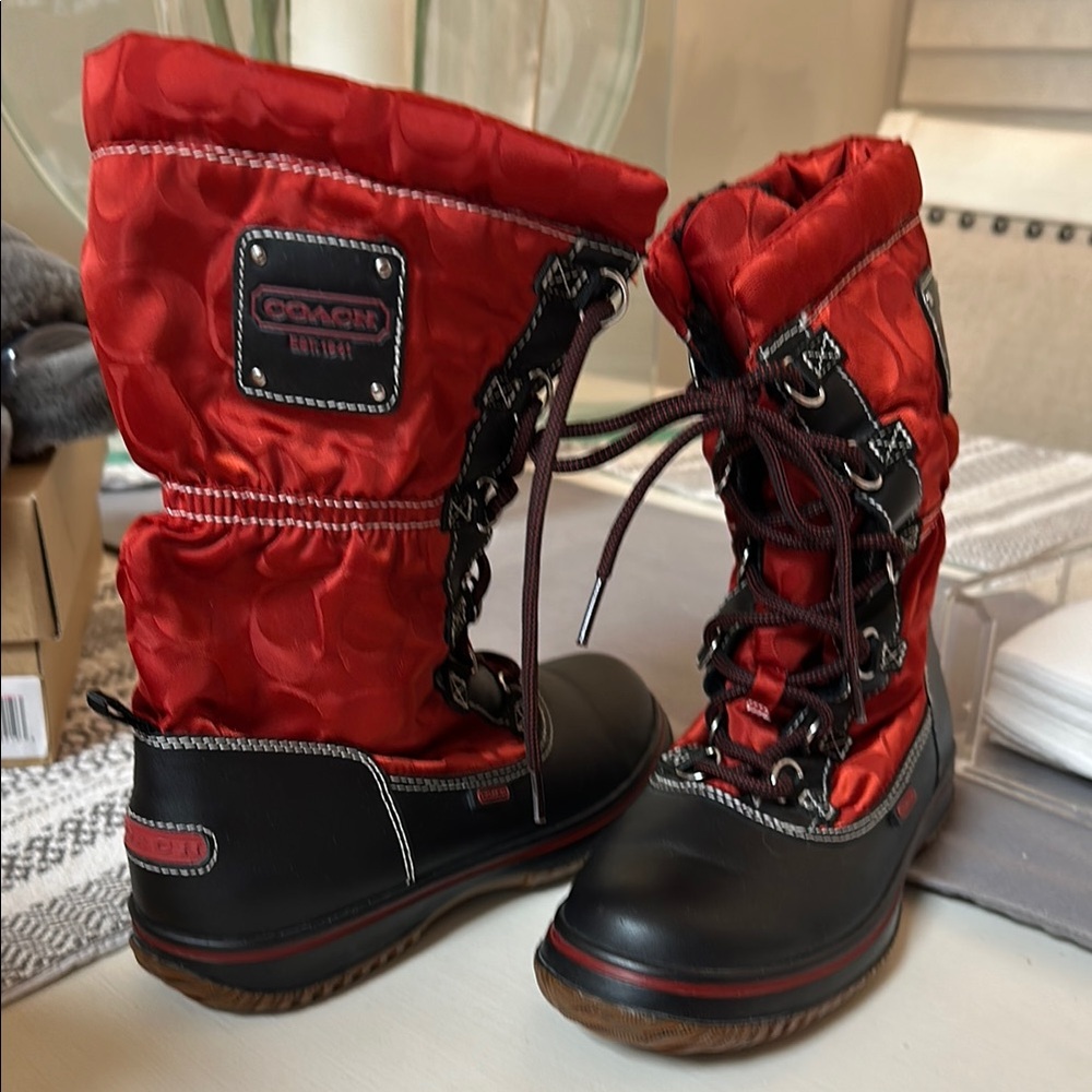 Coach Red and Black Winter Boots